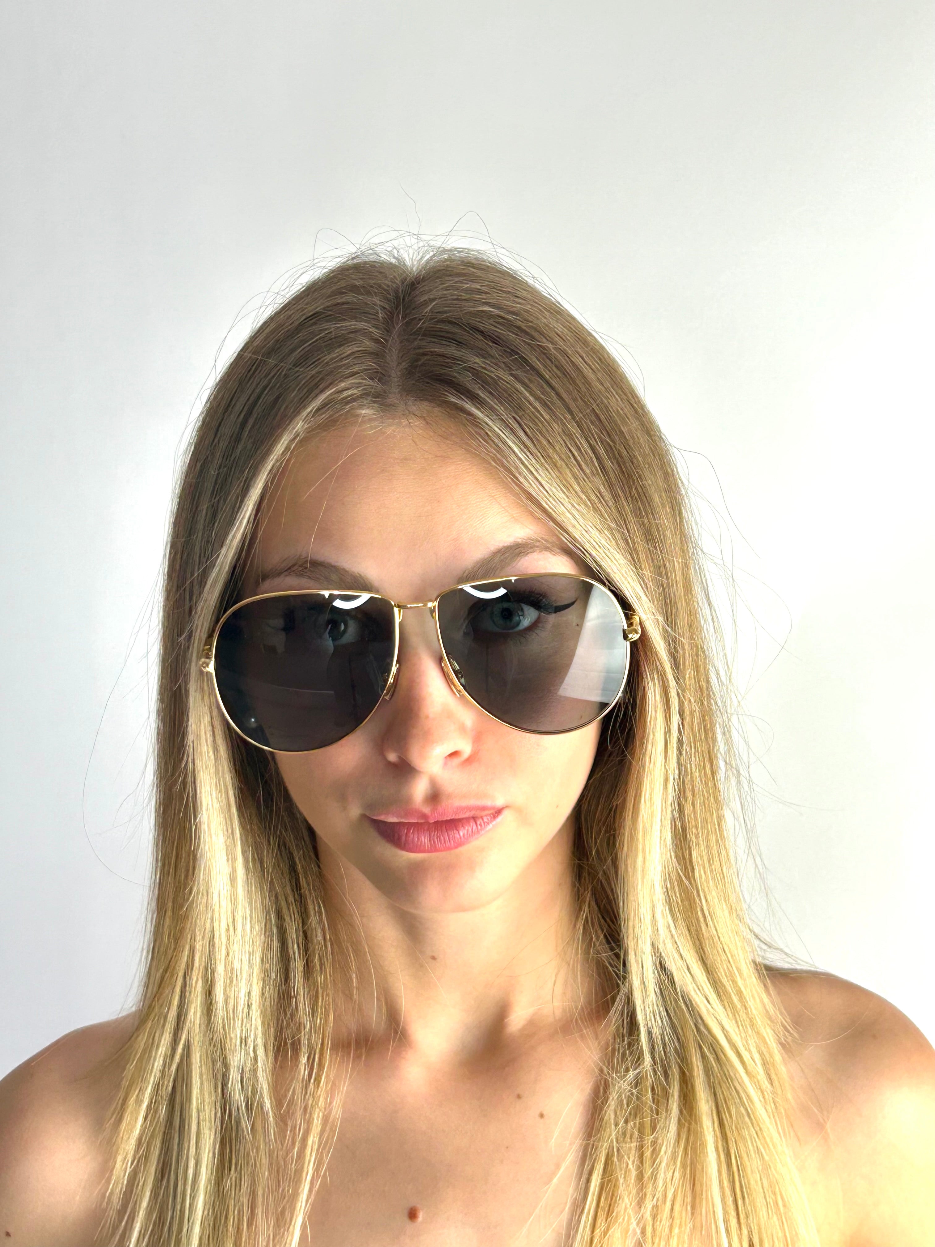 FENDI FF0437/S YELLOW GOLD BLUE LENS sunglasses
