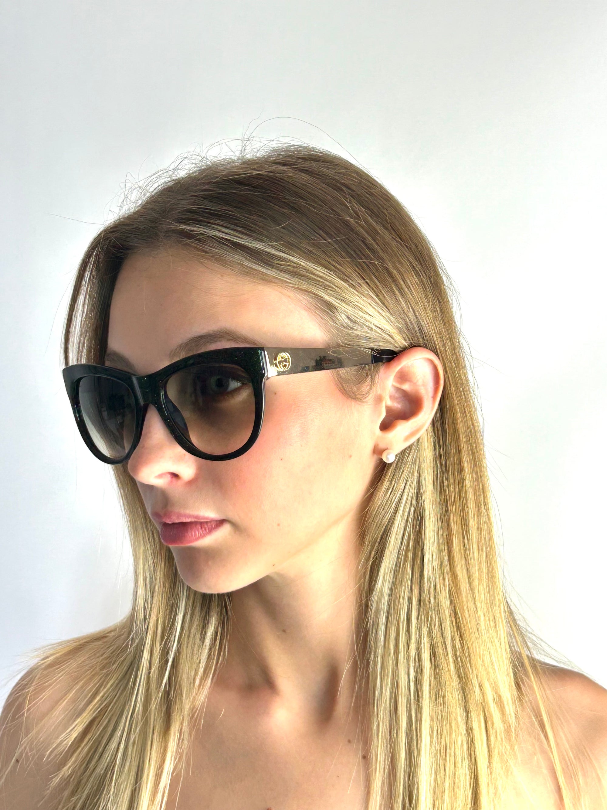 GUCCI GG3739/N/S GREEN GLITTER GOLD sunglasses