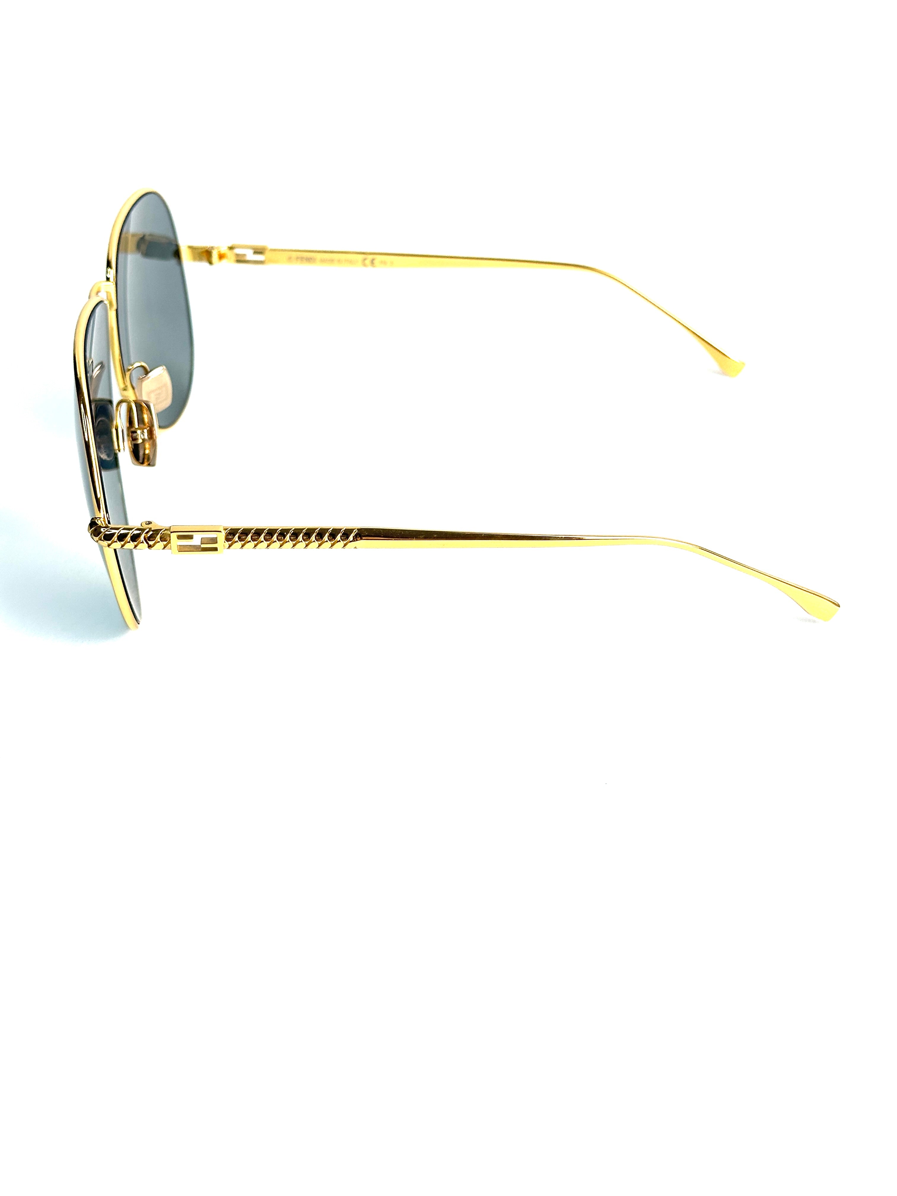 FENDI FF0437/S YELLOW GOLD BLUE LENS sunglasses