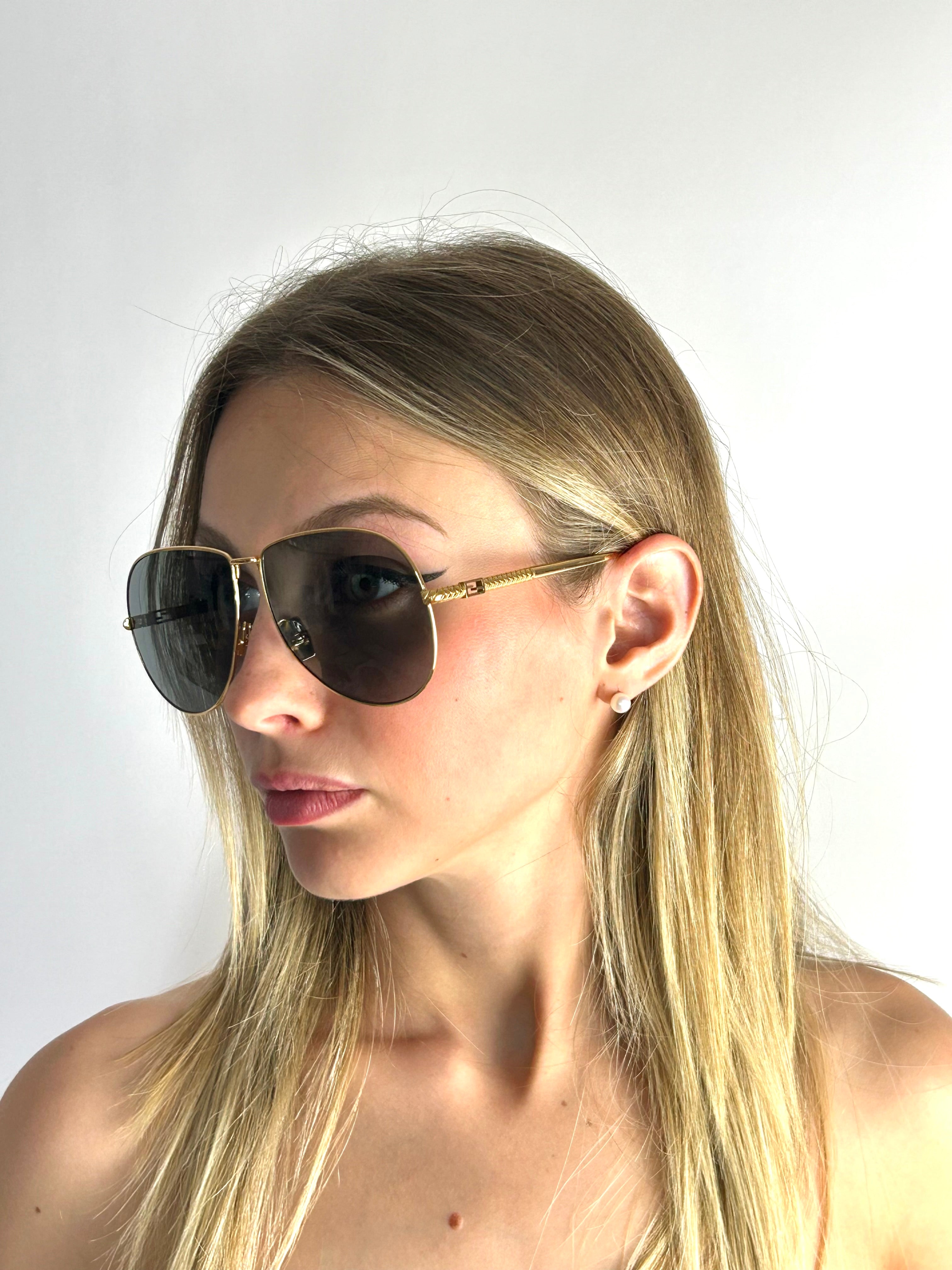 FENDI FF0437/S YELLOW GOLD BLUE LENS sunglasses