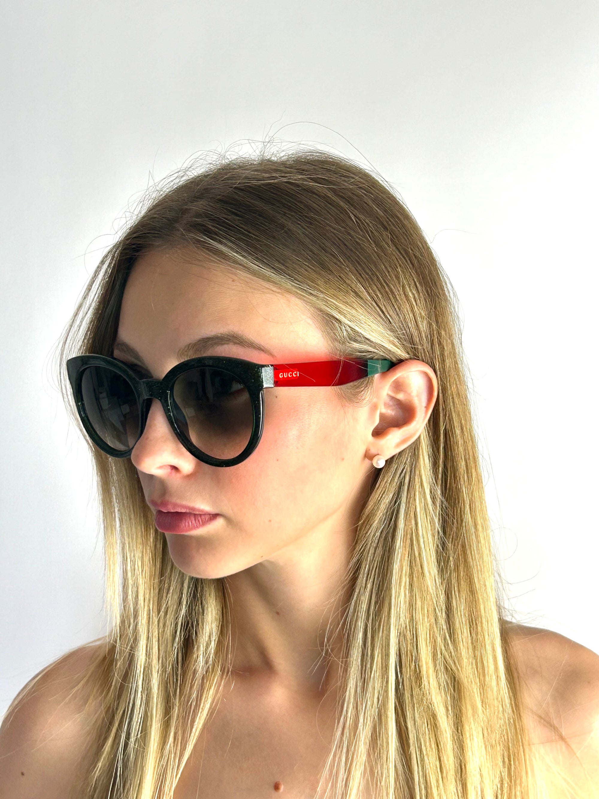 occhiali da sole GUCCI GG3810/S VERDE GLITTER E ROSSO